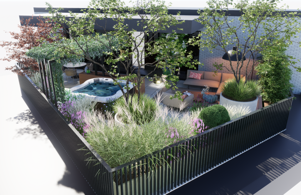 Studiebureau: view tuinontwerp daktuin